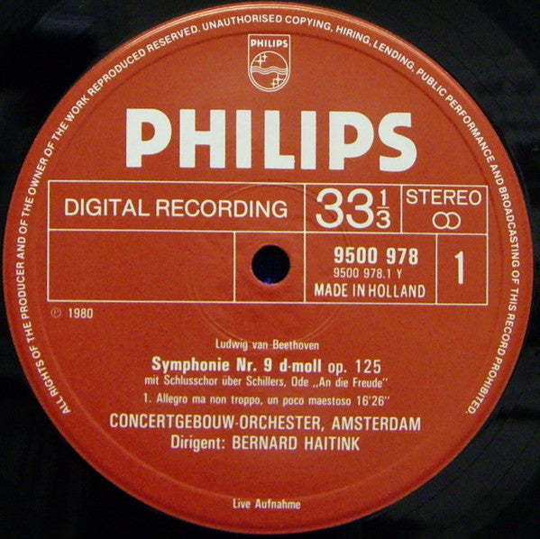 Beethoven* / Concertgebouw Orchestra, Amsterdam*, Chorus Of The Concertgebouw Orchestra*, Bernard Haitink : Symphony Nr. 9 (2xLP, Gat)