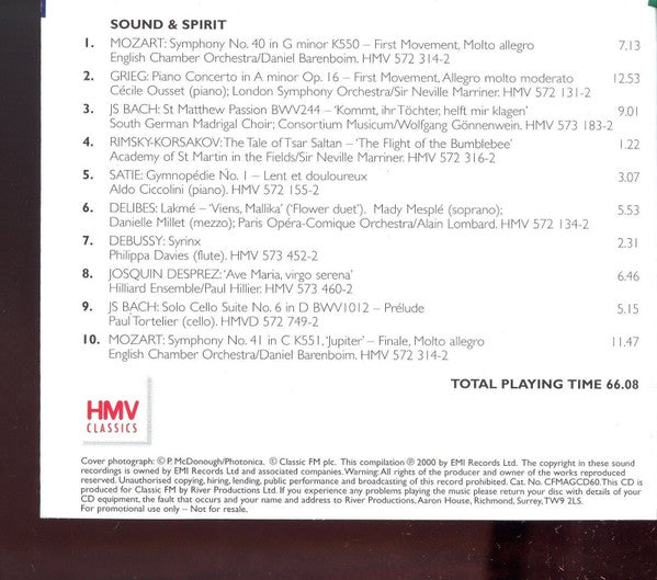 Various : Sound & Spirit. Music For The Mind (CD, Comp)