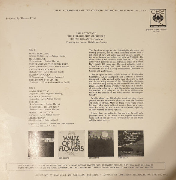 The Philadelphia Orchestra / Eugene Ormandy, The Famous Philadelphia Strings* : Hora Staccato (LP)