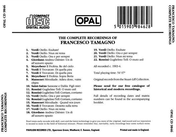 Francesco Tamagno : The Complete Recordings And Three Unpublished Recordings (CD, Album, Mono)
