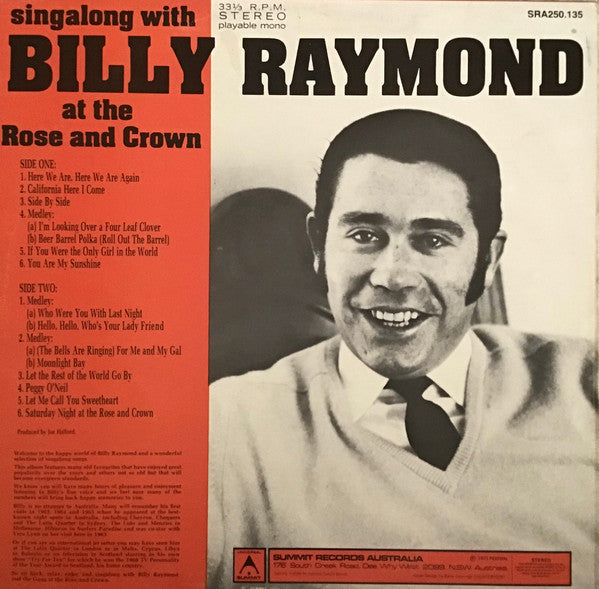Billy Raymond : Singalong With Billy Raymond At The Rose And Crown (LP, Album)