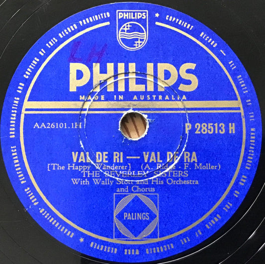 The Beverley Sisters : Val De Ri - Val De Ra / Cross Over The Bridge (Shellac, 10")