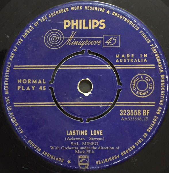 Sal Mineo (2) : Lasting Love / You Shouldn't Do That (7", Single)