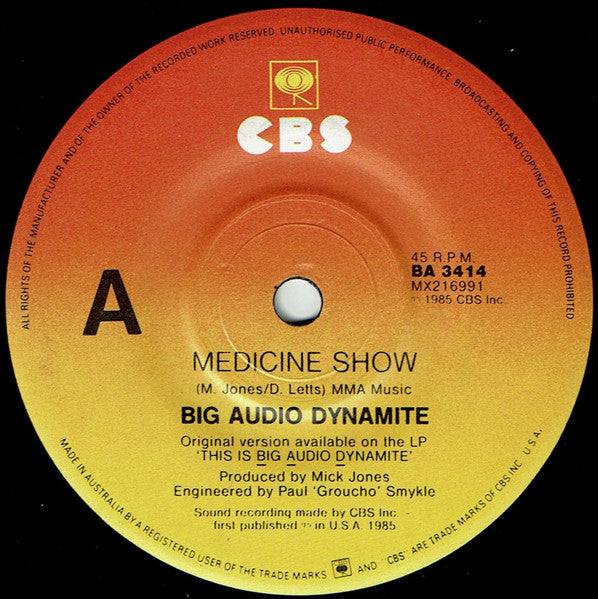 Big Audio Dynamite : Medicine Show (7", Single)