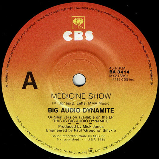 Big Audio Dynamite : Medicine Show (7", Single)