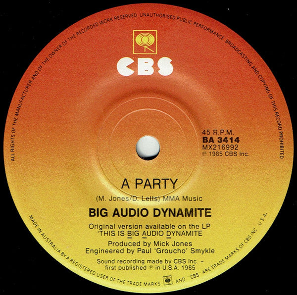 Big Audio Dynamite : Medicine Show (7", Single)