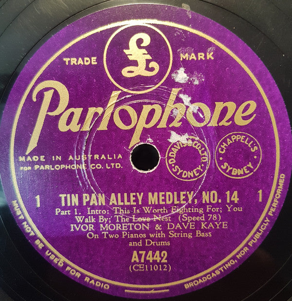 Ivor Moreton And Dave Kaye : Tin Pan Alley Medley No 14 (Shellac, 10")