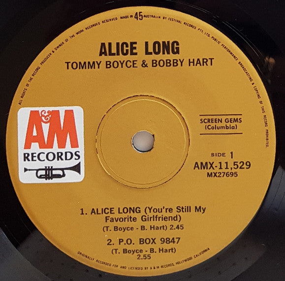 Tommy Boyce & Bobby Hart* : Alice Long (7", EP, Mono)