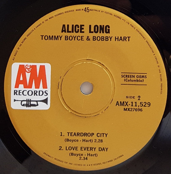 Tommy Boyce & Bobby Hart* : Alice Long (7", EP, Mono)