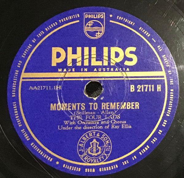 The Four Lads : Moments To Remember / Dream On, My Love, Dream On (Shellac, 10")