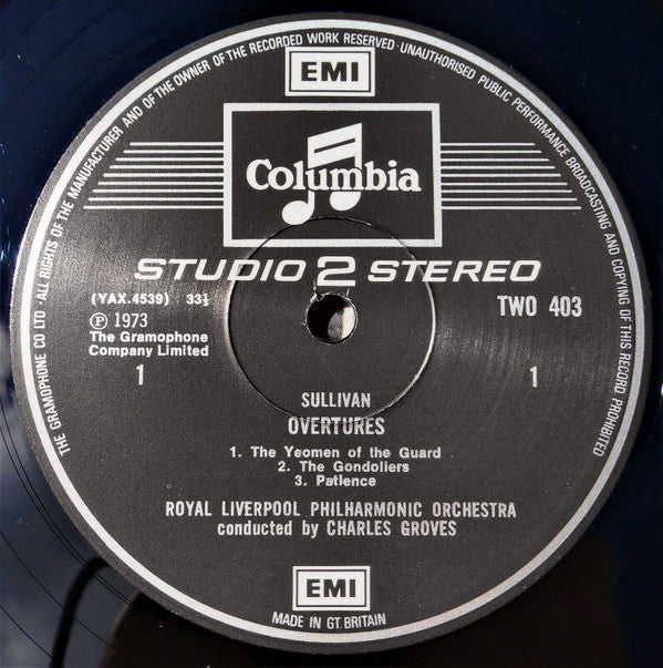 Gilbert & Sullivan, Royal Liverpool Philharmonic Orchestra, Sir Charles Groves : Overtures (LP, Album)