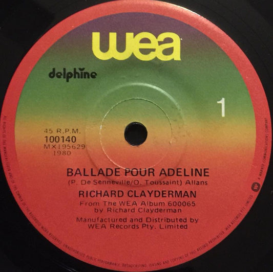 Richard Clayderman : Ballade Pour Adeline (7", Single)