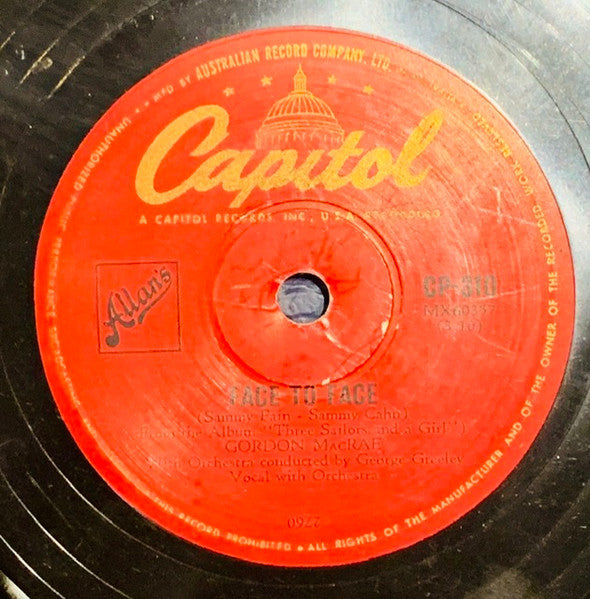 Gordon MacRae : Backward, Turn Backward / Face To Face (Shellac, 10", RP)