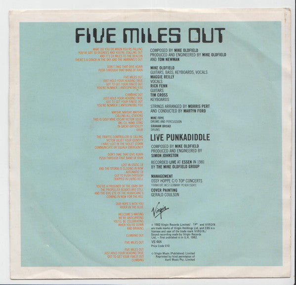 Mike Oldfield : Five Miles Out (7", Single)