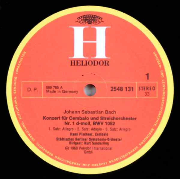 Johann Sebastian Bach : Cembalokonzerte Nr. 1, 4 & 5 (LP)