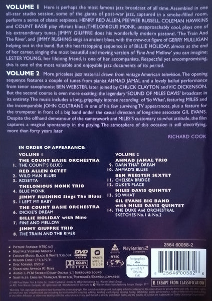 Various : Jazz Masters Vintage Collection 1958 - 1961 (DVD-V, Album, NTSC, Reg)