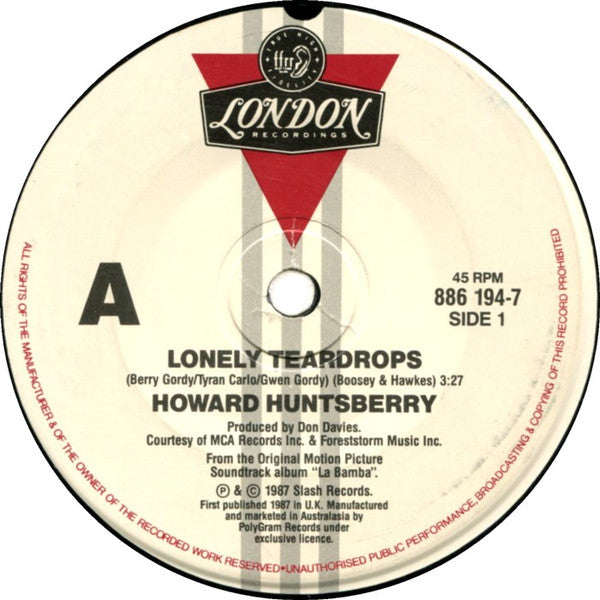 Howard Huntsberry : Lonely Teardrops (7", Single)