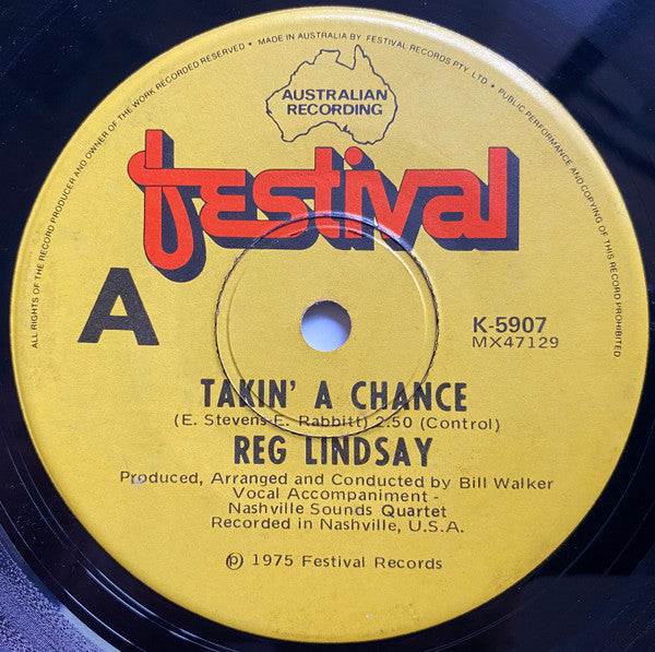 Reg Lindsay : Takin' A Chance (7", Single)