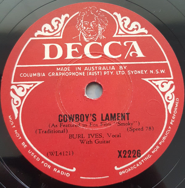 Burl Ives : Cowboy's Lament / Down In The Valley (Shellac, 10")