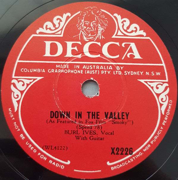 Burl Ives : Cowboy's Lament / Down In The Valley (Shellac, 10")