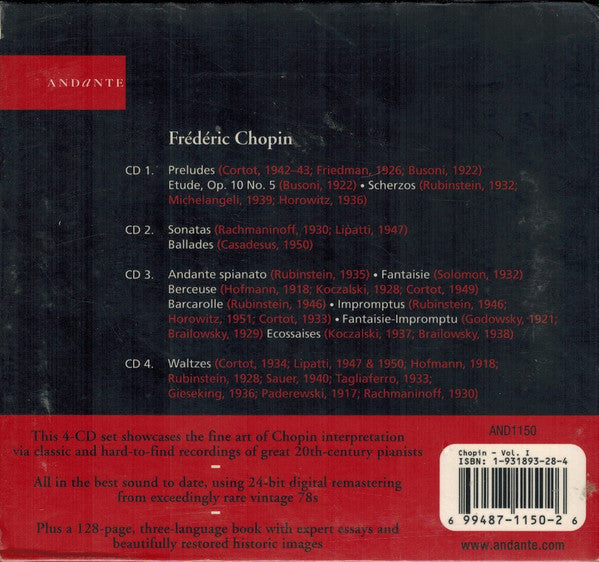 Chopin* : Solo Piano Volume I (4xCD, Comp, RM, Boo)