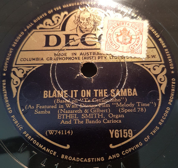 Ethel Smith : Blame It On The Samba / Made For Each Other (Shellac, 10", Mono)
