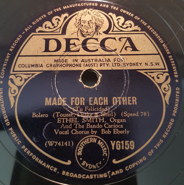 Ethel Smith : Blame It On The Samba / Made For Each Other (Shellac, 10", Mono)