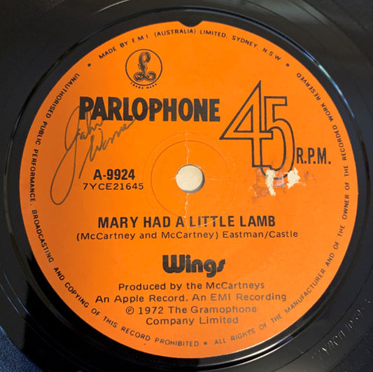 Wings (2) : Mary Had A Little Lamb (7", Single)
