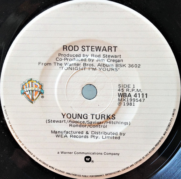 Rod Stewart : Young Turks (7", Single, Gen)