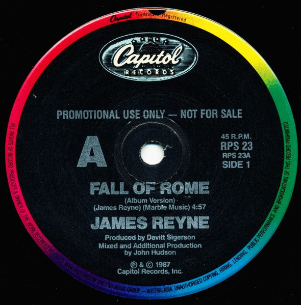James Reyne : Fall Of Rome (7", Single, Pro)