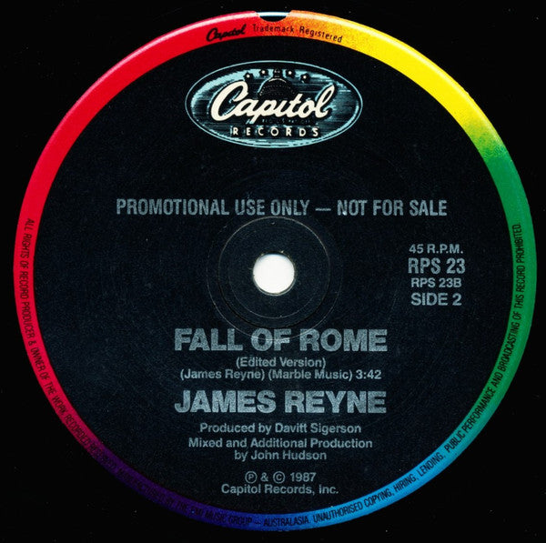 James Reyne : Fall Of Rome (7", Single, Pro)