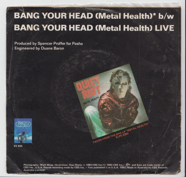Quiet Riot : Bang Your Head (Metal Health) (7", Single)