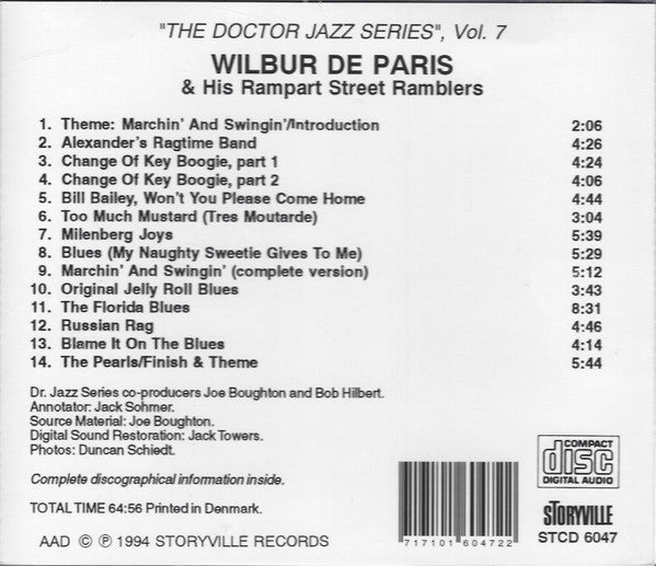 Wilbur De Paris & Rampart Street Ramblers* With Sidney De Paris, Omer Simeon, Don Kirkpatrick (4) & Freddie Moore : From Jimmy Ryan's, 52nd St. (CD, Album, Mono)