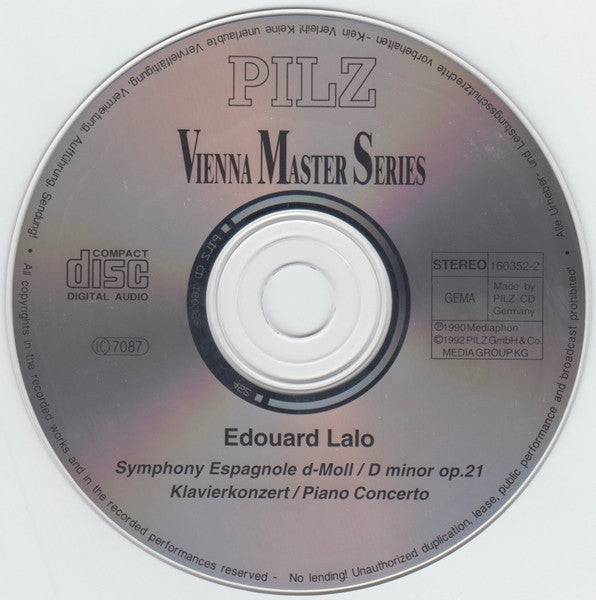 Édouard Lalo : Symphonic Espagnole D-Moll = D Minor Op, 21 / Klavierkonzert = Piano Concerto (CD, Album)
