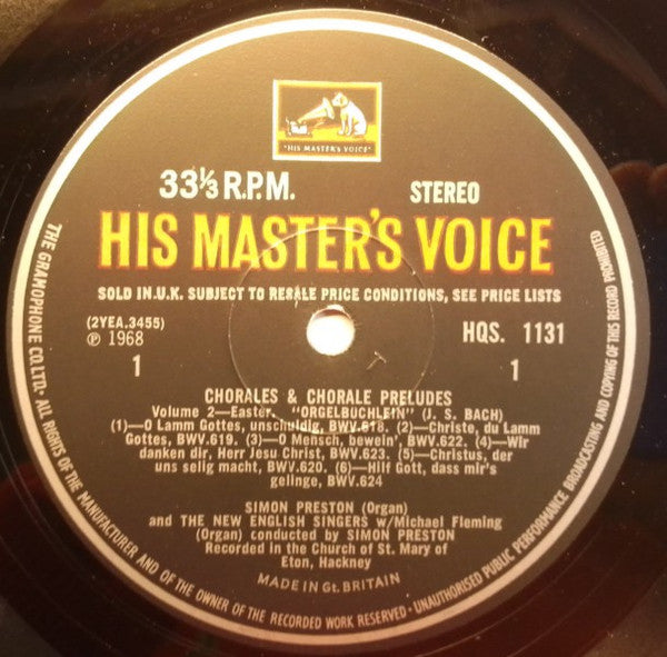 Johann Sebastian Bach : Chorales And Chorale Preludes Volume 2 Passiontide and Easter (LP)