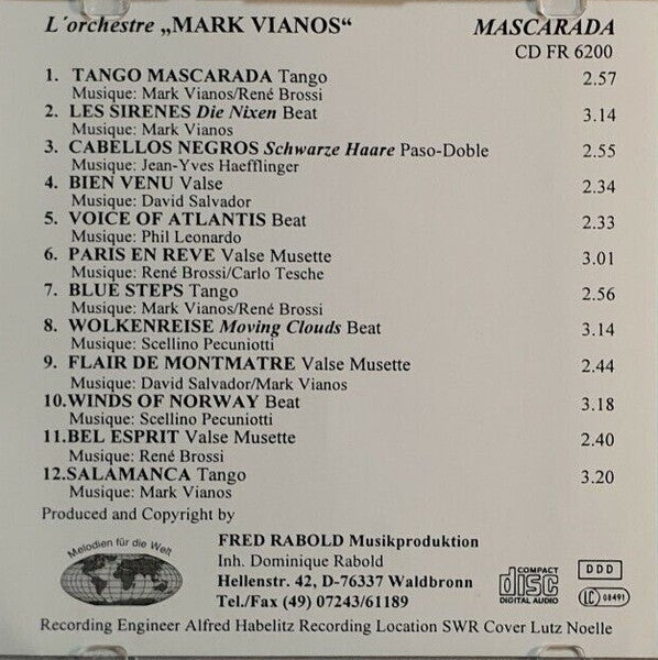 Mark Vianos : Mascarada (CD, Album)