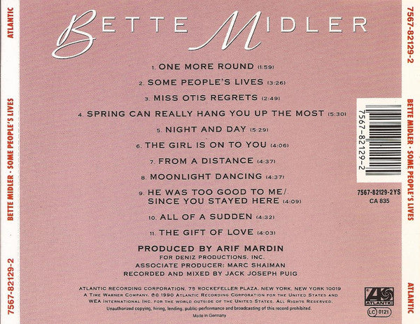 Bette Midler : Some People's Lives (CD, Album, RE)