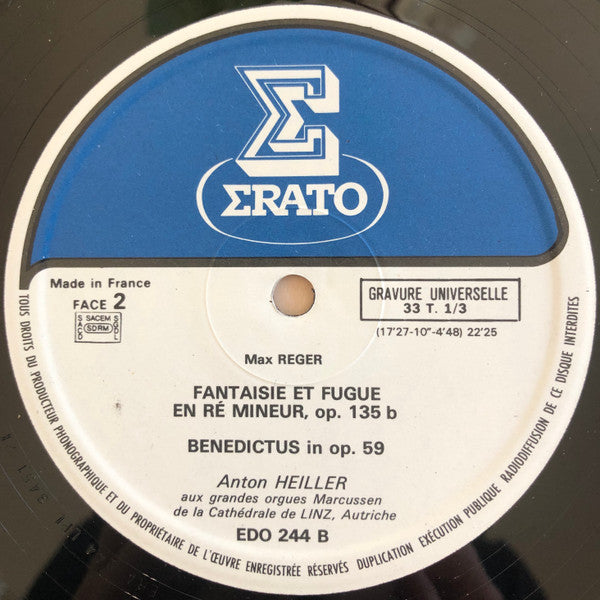 Max Reger / Anton Heiller : Œuvres Pour Orgue (LP)