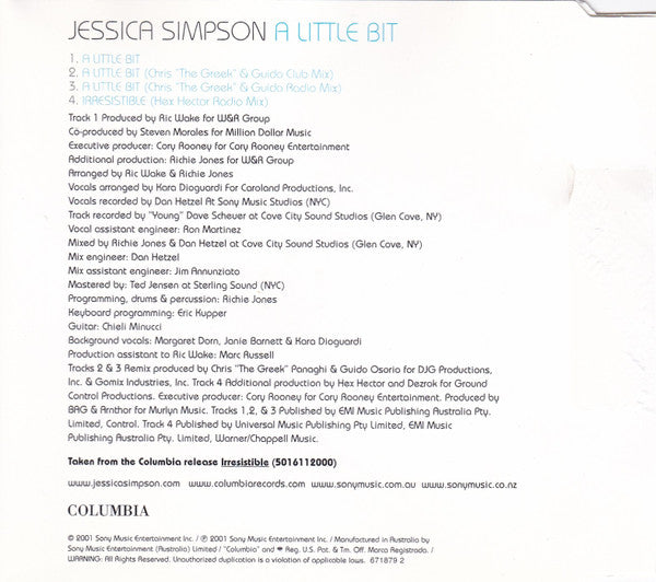 Jessica Simpson : A Little Bit (CD, Single)