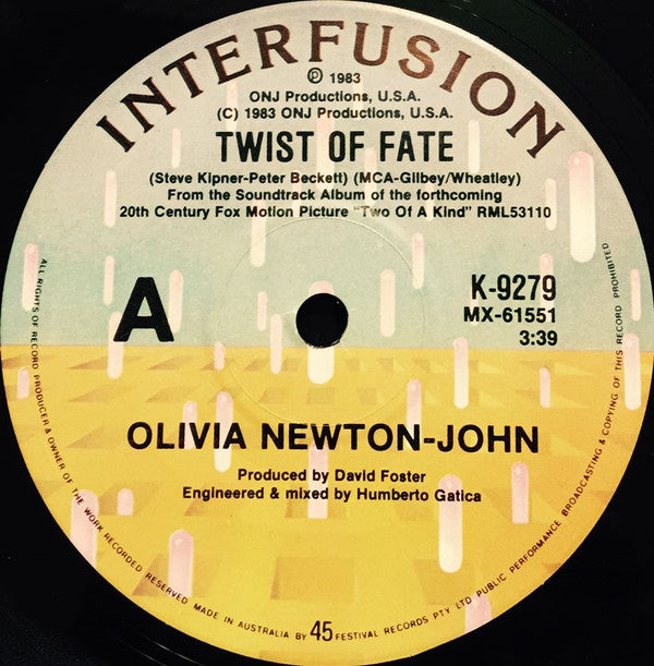 Olivia Newton-John : Twist Of Fate (7", Single)