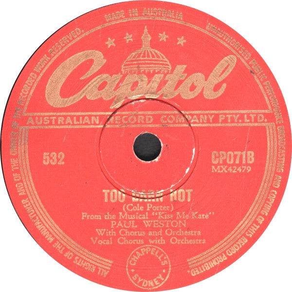 Jo Stafford & Gordon MacRae With Paul Weston And His Orchestra : Wunderbar / Too Darn Hot (Shellac, 10")
