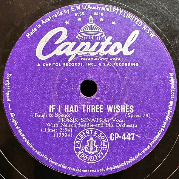 Frank Sinatra With Nelson Riddle And His Orchestra : Same Old Saturday Night / If I Had Three WIshes (Shellac, 10", RP)