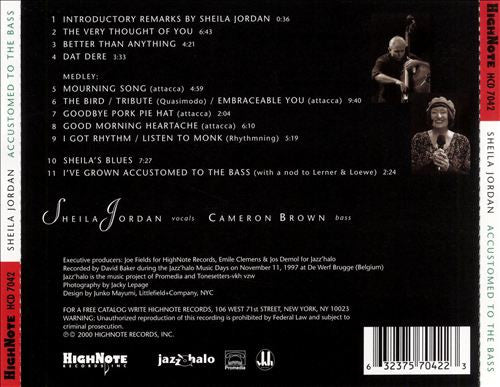 Sheila Jordan And Cameron Brown : I've Grown Accustomed To The Bass (CD, Album)