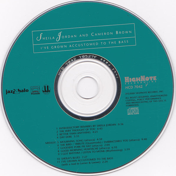 Sheila Jordan And Cameron Brown : I've Grown Accustomed To The Bass (CD, Album)