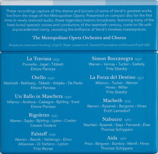 Giuseppe Verdi : Verdi At The Met (Legendary Performances From The Metropolitan Opera) (20xCD, Comp, RM + Box)