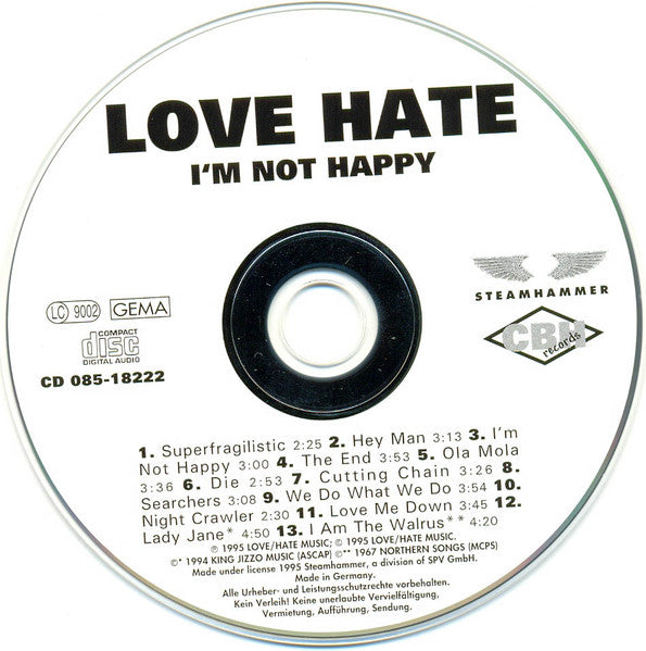 Love/Hate : I'm Not Happy (CD, Album)