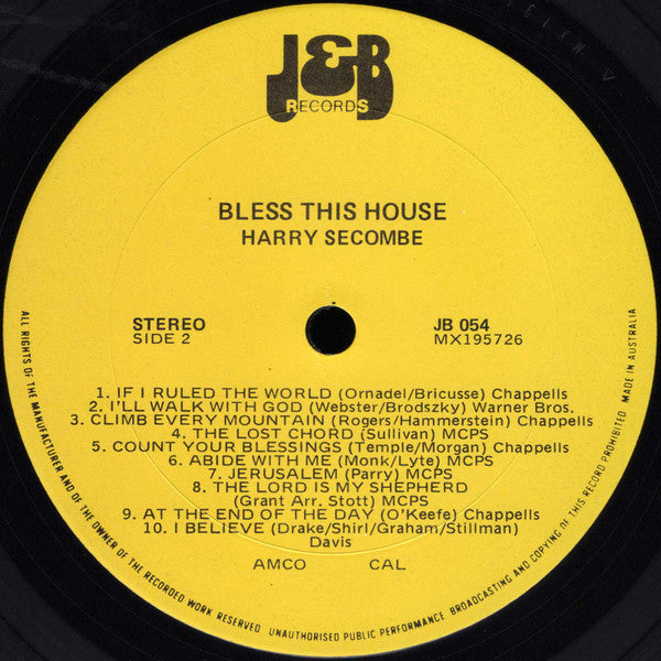 Harry Secombe : Bless This House (20 Songs Of Joy) (LP, Comp)