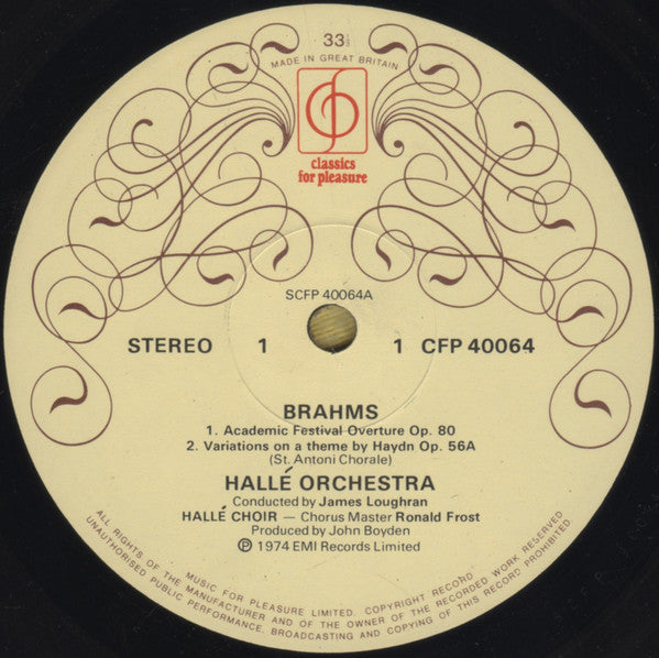 Johannes Brahms - Hallé Orchestra : Academic Festival Overture (LP, Album, Sle)