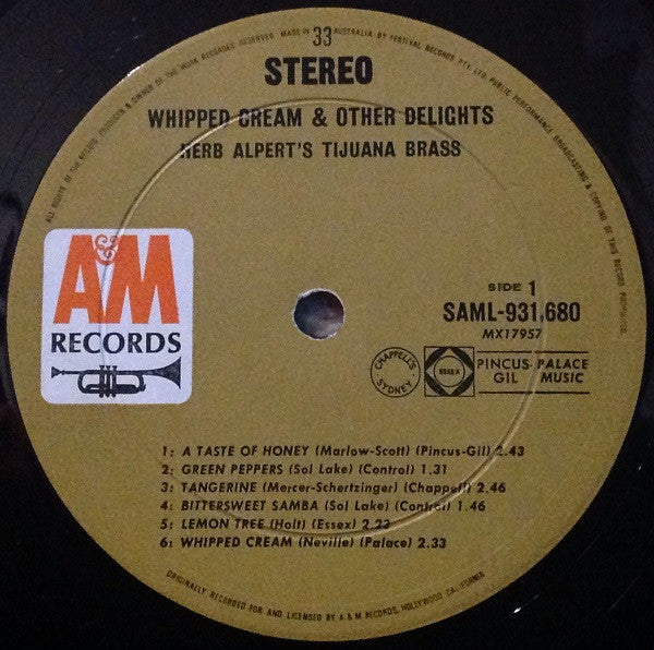 Herb Alpert & The Tijuana Brass : Whipped Cream & Other Delights (LP, Album, RE)