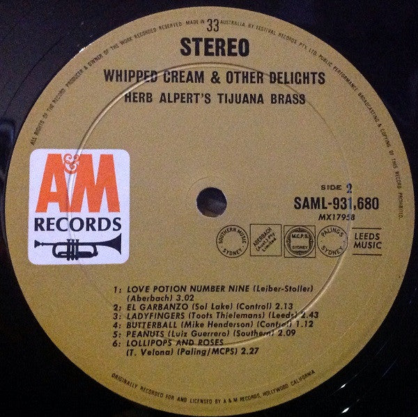 Herb Alpert & The Tijuana Brass : Whipped Cream & Other Delights (LP, Album, RE)